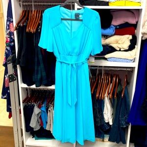 Maison Tara 14 Turquoise Chiffon Dress